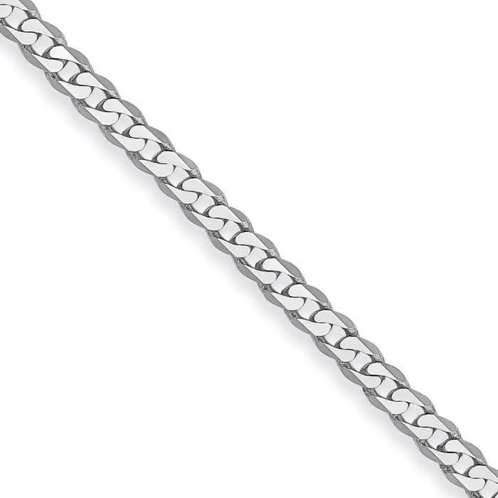 Buy 14K White Gold 2.2mm Flat Beveled Curb Link Chain - Stylish Luxury Jewelry-1