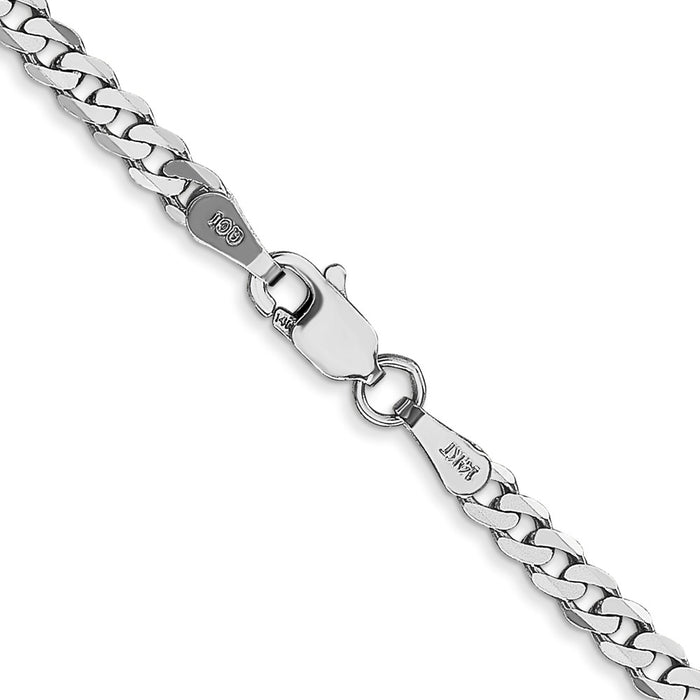 Buy Stylish 14K White Gold 22-Inch Flat Beveled Curb Chain - 2.9mm Luxury!-3