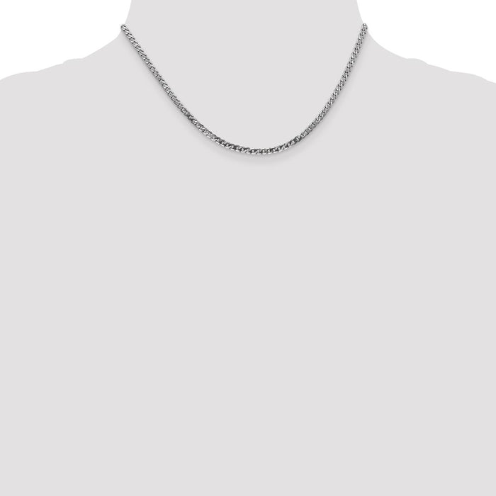 Order 14K White Gold 16-Inch 2.9mm Beveled Curb Chain - Stylish Luxury!-4