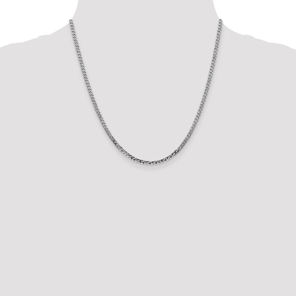 High-Quality 14K White Gold 20" 2.9mm Beveled Curb Chain - Stylish & Affordable