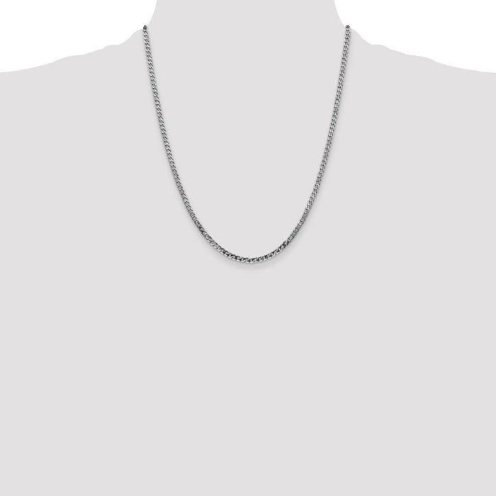 Buy Stylish 14K White Gold 22-Inch Flat Beveled Curb Chain - 2.9mm Luxury!-4