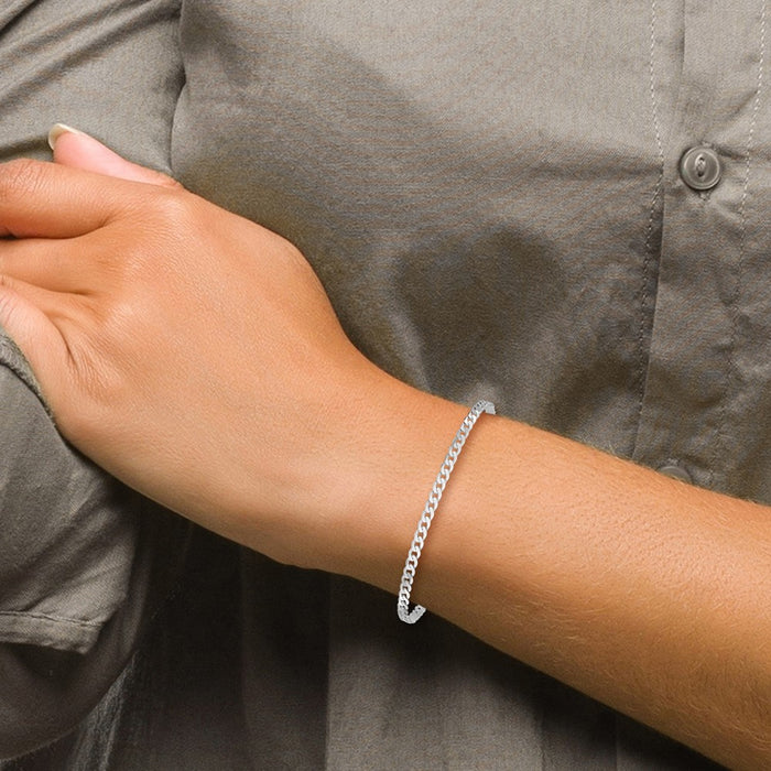 Shop Stylish 14K White Gold 7-Inch Flat Beveled Curb Bracelet - 2.9mm-3