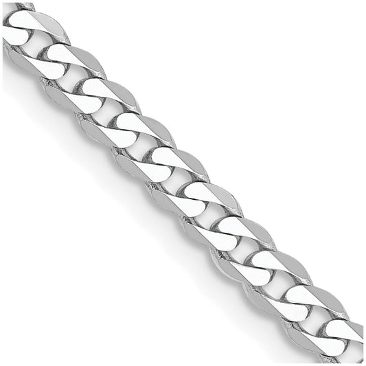 High-Quality 14K White Gold 20" 2.9mm Beveled Curb Chain - Stylish & Affordable