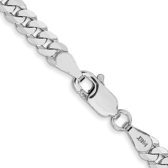 Buy 14K White Gold 22" Flat Beveled Curb Chain - 3.9mm Luxury Design-3