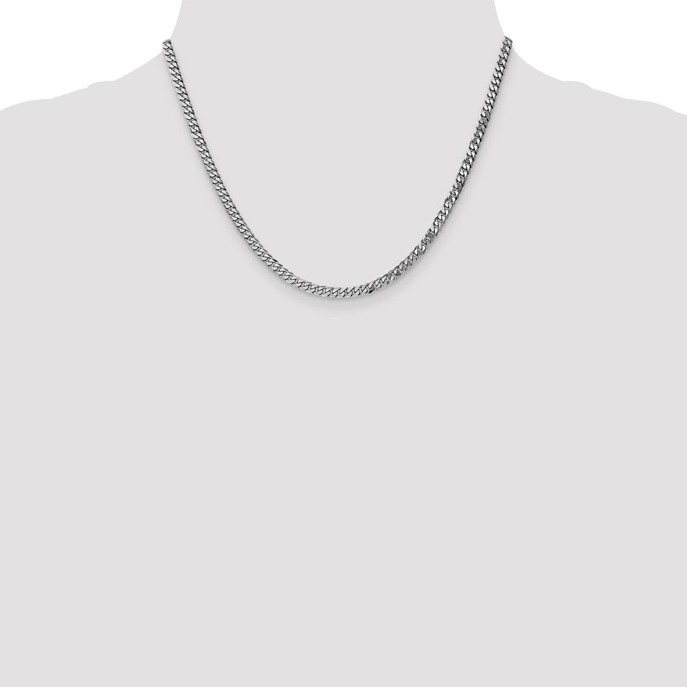 Buy Stylish 14K White Gold 18-Inch Flat Beveled Curb Chain - 3.9mm, Luxury Design