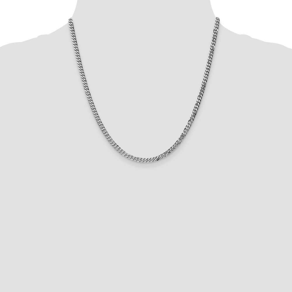 Buy 14K White Gold 20-Inch 3.9mm Flat Beveled Curb Chain - Stylish Value