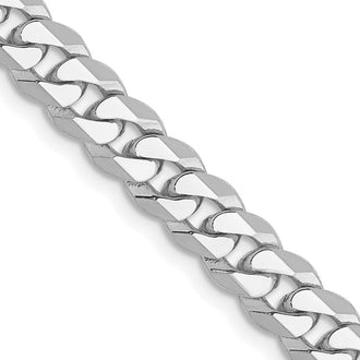 Shop Stylish 14K White Gold 24-Inch 5.75mm Flat Beveled Curb Chain