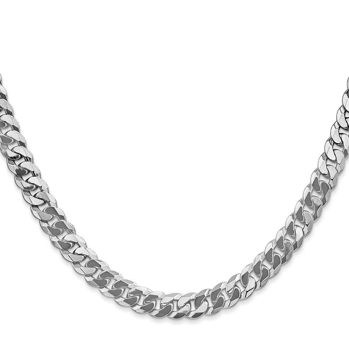 Buy Stylish 14K White Gold 26-Inch 6.25mm Flat Beveled Curb Chain-2