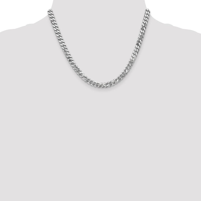 Buy Stylish 14K White Gold 18-Inch 6.25mm Curb Chain - Luxury Lobster Clasp-4
