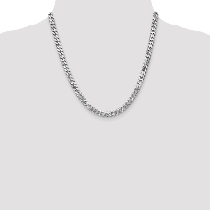 Buy Stylish 14K White Gold 20-Inch 6.25mm Curb Chain - Luxury Lobster Clasp-4