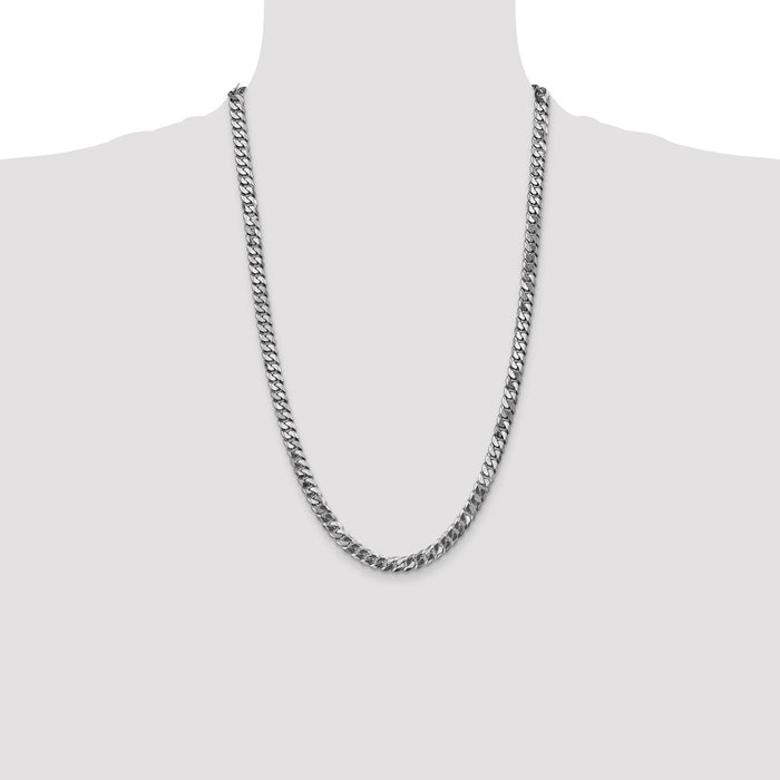 Buy Stylish 14K White Gold 26-Inch 6.25mm Flat Beveled Curb Chain-4