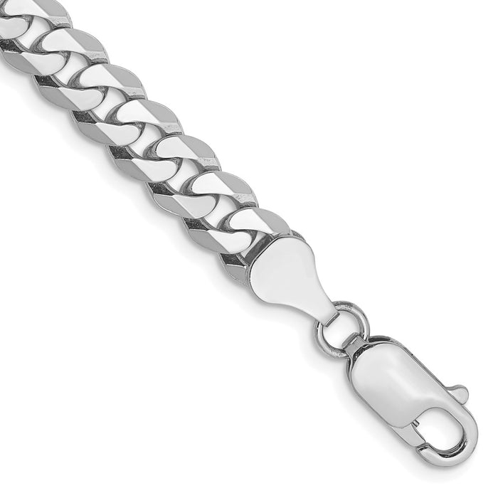 Shop Stylish 14K White Gold 7-Inch Flat Beveled Curb Bracelet - 6.25mm Links-1