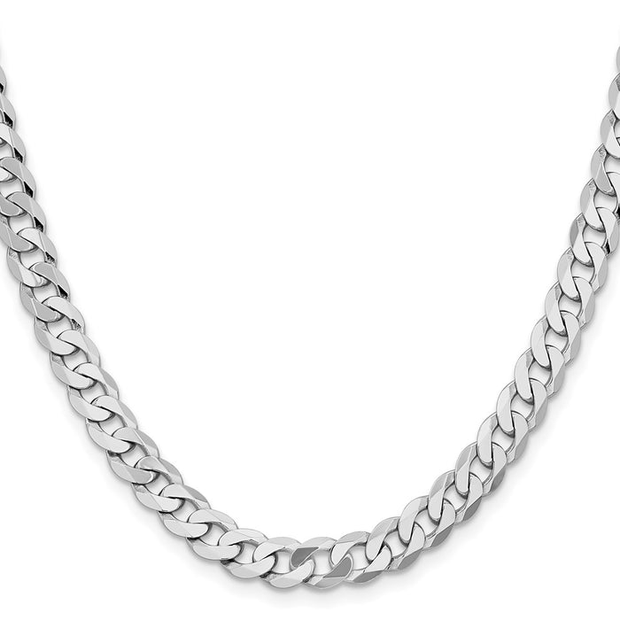 Shop 14K White Gold 24-Inch Flat Beveled Curb Chain - Stylish 7.25mm Design-2