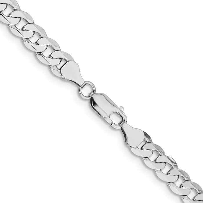 Shop 14K White Gold 24-Inch Flat Beveled Curb Chain - Stylish 7.25mm Design-3