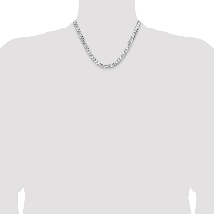 Shop Stylish 14K White Gold 18-Inch Flat Beveled Curb Chain - 7.25mm-4