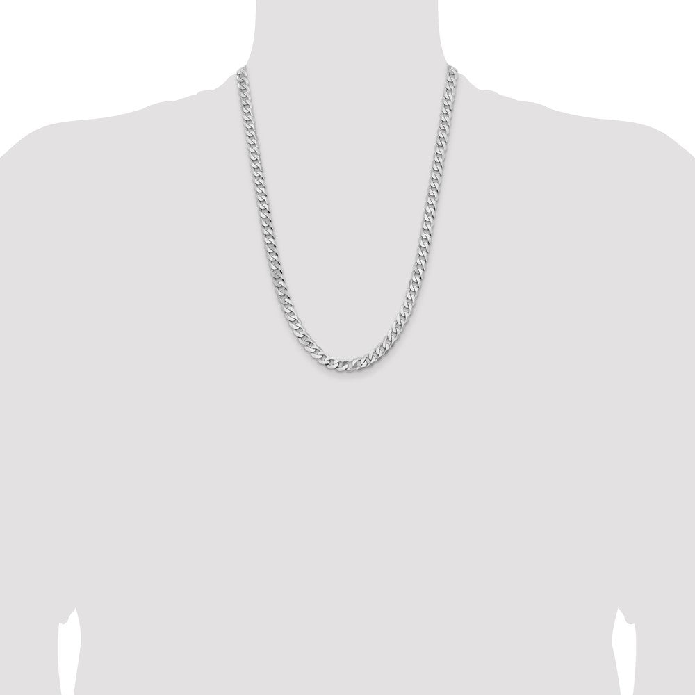 Shop 14K White Gold 24-Inch Flat Beveled Curb Chain - Stylish 7.25mm Design