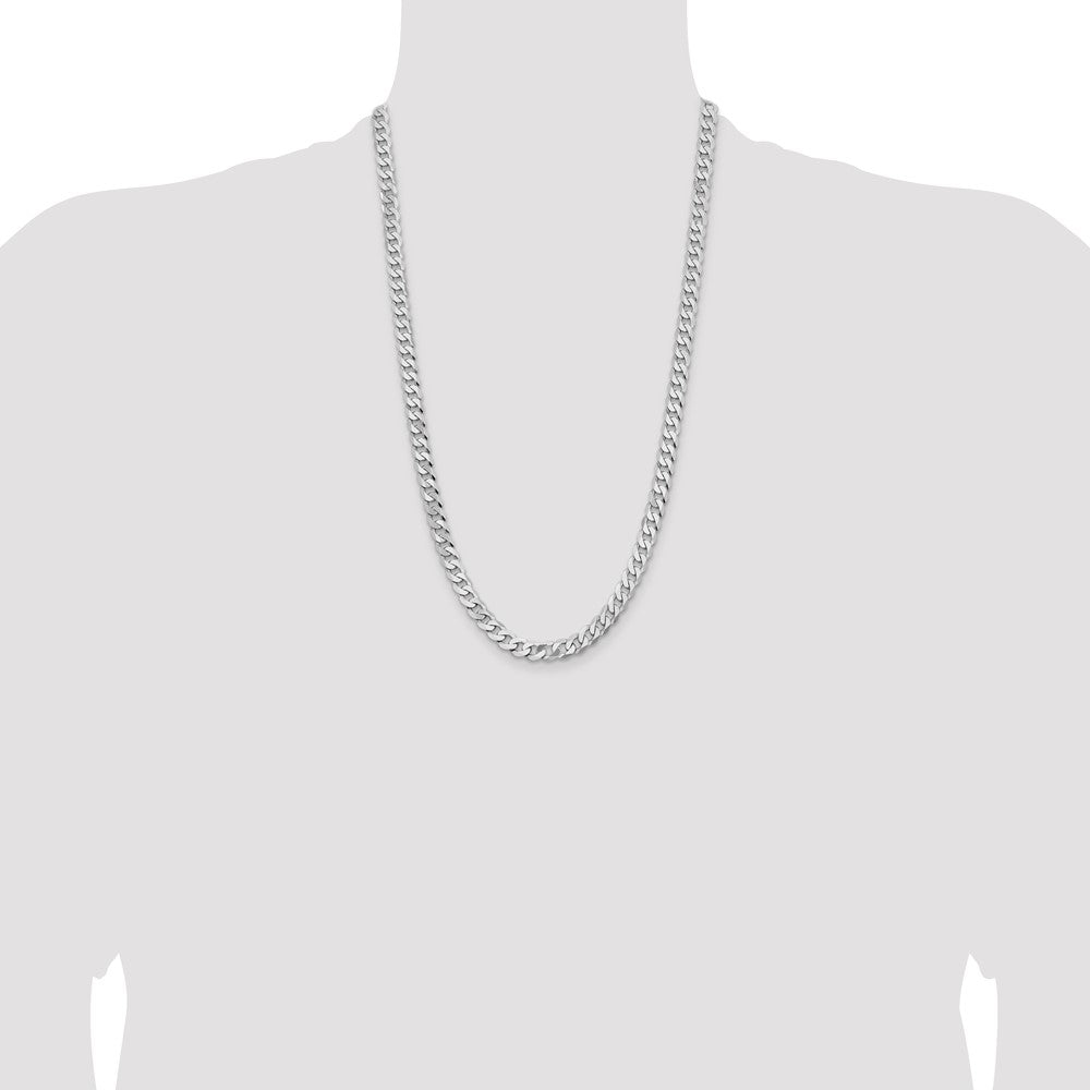 High-quality 14K White Gold 26-Inch 7.25mm Curb Chain - Stylish Value Buy!