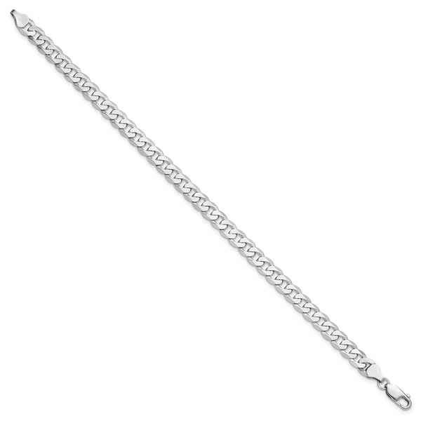 14K White Gold Chain - Beveled Curb Links, 7.25mm