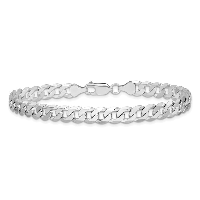 Shop 14K White Gold 9-Inch Chain - Stylish Beveled Curb Links, 7.25mm-3