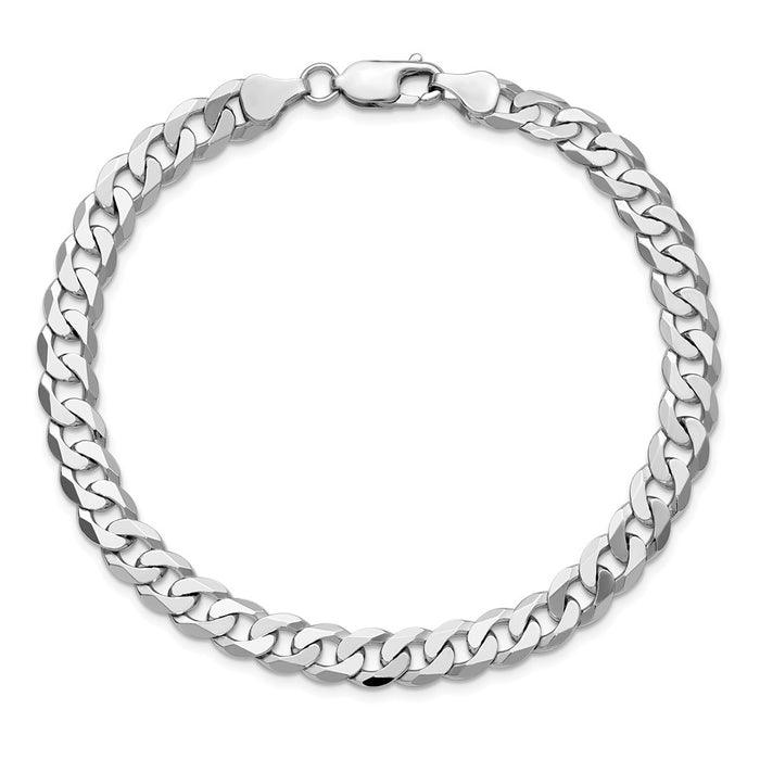 Shop 14K White Gold 9-Inch Chain - Stylish Beveled Curb Links, 7.25mm-4