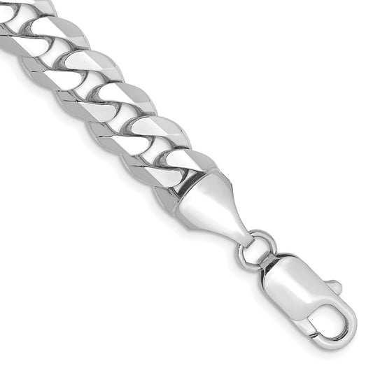 Shop Stylish 14K White Gold 8-Inch Flat Beveled Curb Bracelet, 8.5mm Links