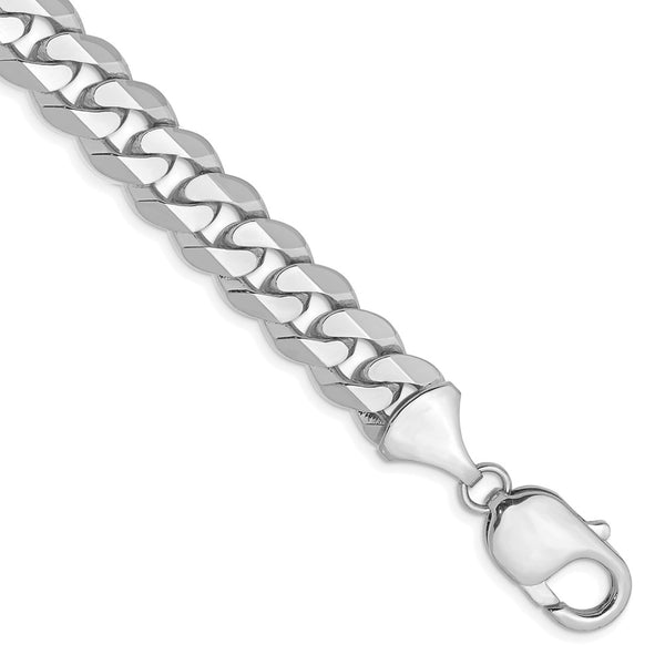 14K White Gold 9.5mm Flat Beveled Curb Chain - Style GR1-1012712