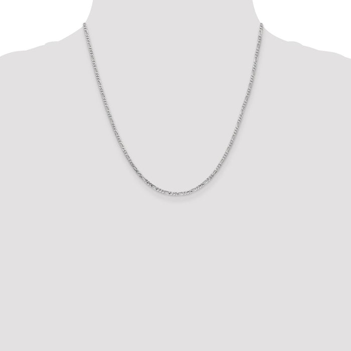 Buy Stylish 14K White Gold 20-Inch Flat Figaro Chain - 2.25mm, Luxury Value!-4