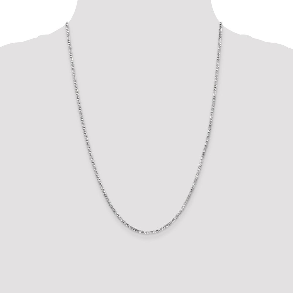 Exclusive 14K White Gold 24-Inch Flat Figaro Chain - Stylish & Affordable