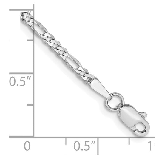 Shop Stylish 14K White Gold 9-Inch Flat Figaro Anklet, 2.25mm, Luxury Look
