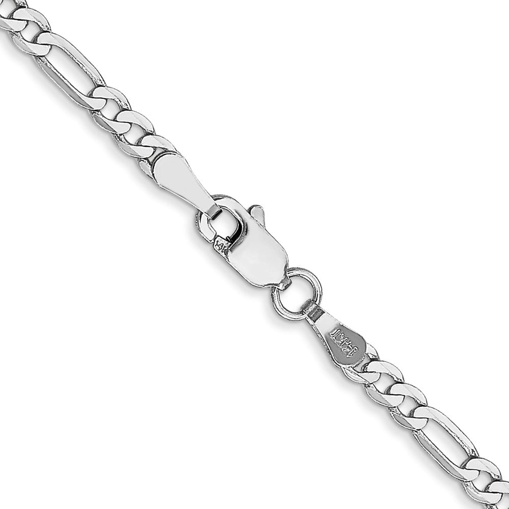 Exclusive 14K White Gold 18-Inch Flat Figaro Chain - Stylish 2.75mm Design