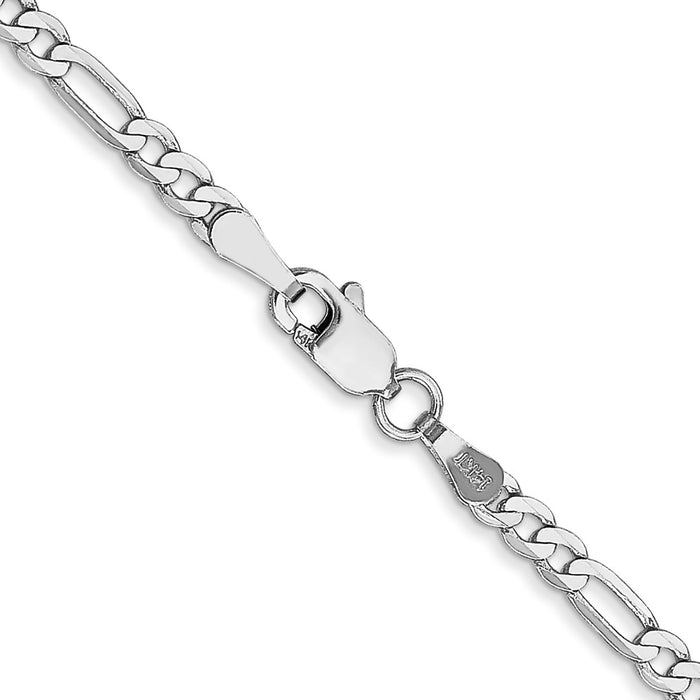 Exclusive 14K White Gold 18-Inch Flat Figaro Chain - Stylish 2.75mm Design-3