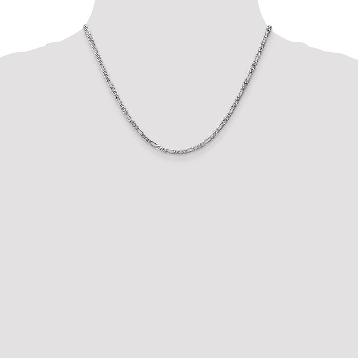 Designer 14K White Gold 18-Inch 3mm Flat Figaro Chain - Affordable Luxury-4
