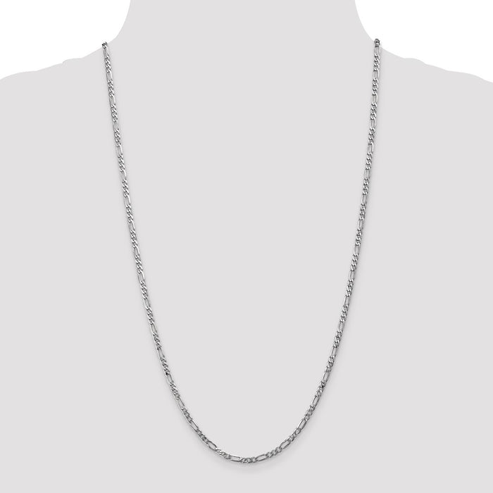 Buy Luxury 14K White Gold 20-Inch Flat Figaro Chain - 3mm, Stylish Design!-4