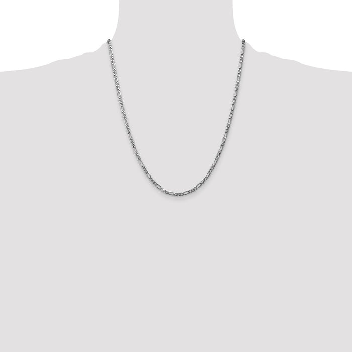Shop Stylish 14K White Gold Flat Figaro Chain - 22-Inch, 3mm, Luxury Look-4