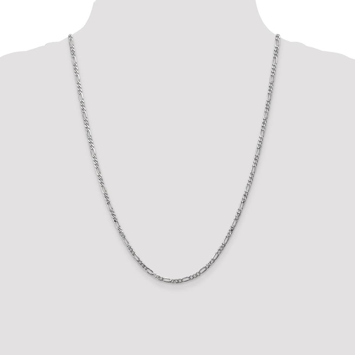 Shop Exclusive 24-Inch 14K White Gold Flat Figaro Chain - Stylish Value 3mm-4
