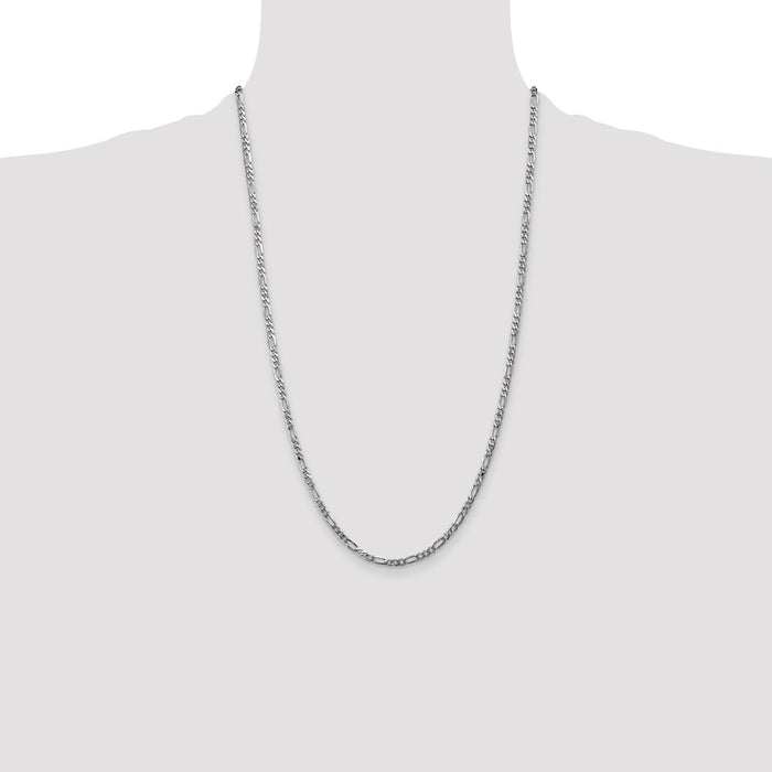 Buy Stylish 14K White Gold Flat Figaro Chain - 26-Inch, 3mm, Luxury Accessory-4