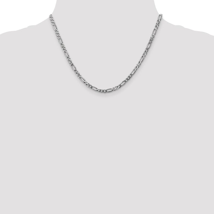 Buy 14K White Gold 18-Inch Flat Figaro Chain - Stylish & Affordable Luxury!-4