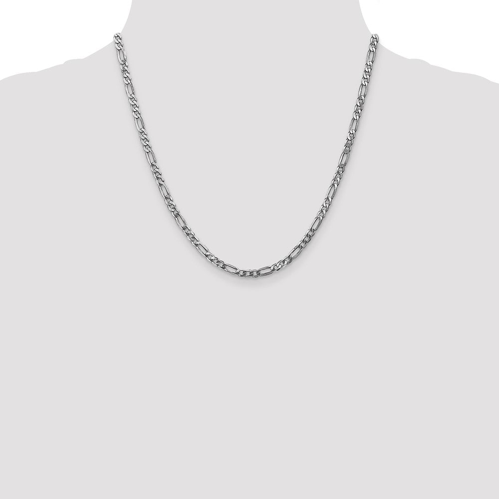 Exclusive 14K White Gold 20-Inch 4mm Flat Figaro Chain - Affordable Luxury