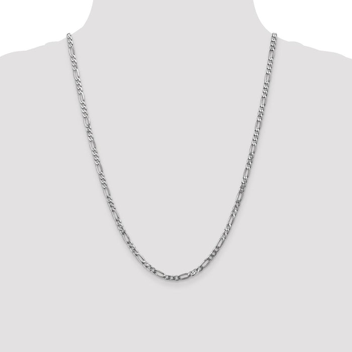Shop Luxury 14K White Gold 24-Inch 4mm Flat Figaro Chain - Stylish & Durable-4