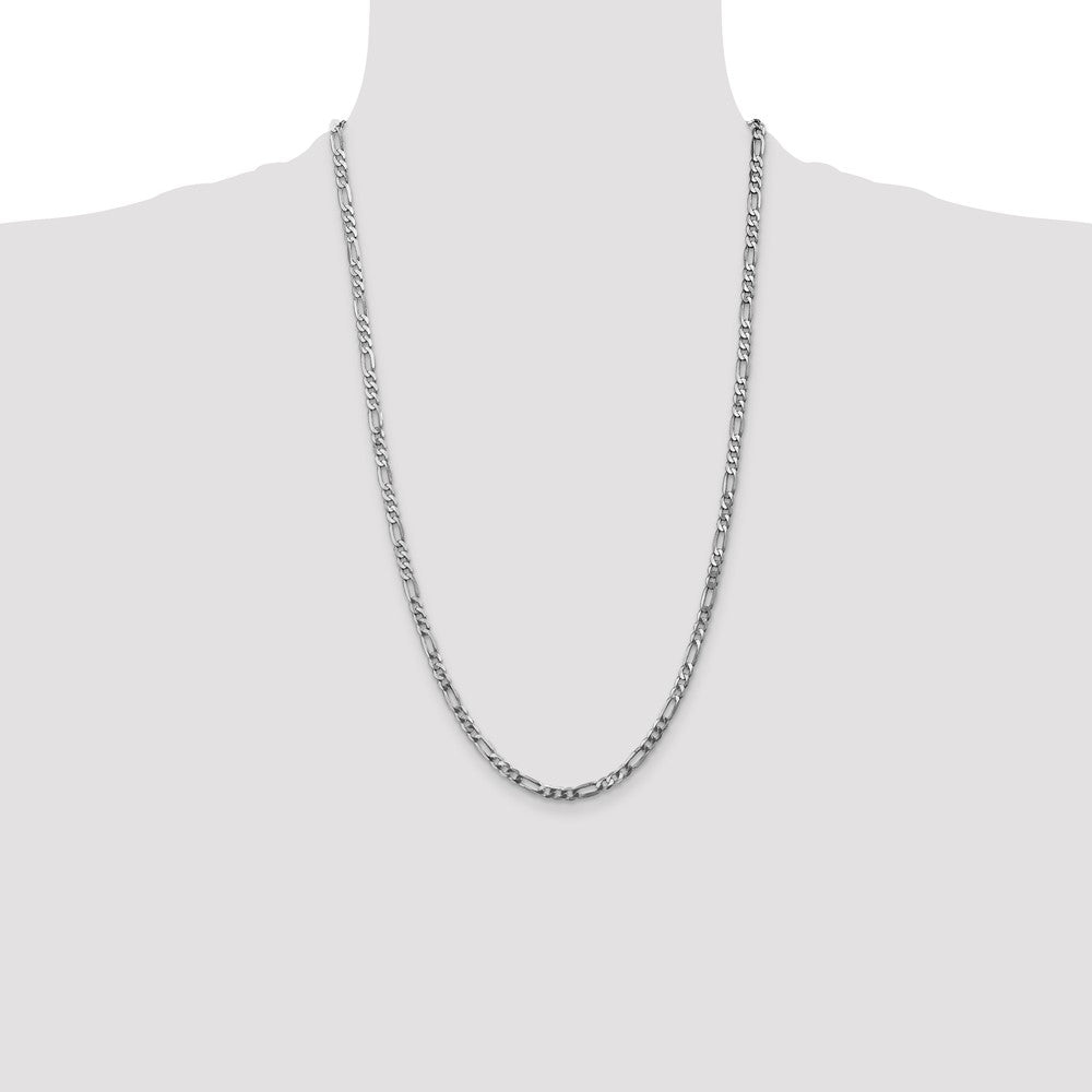 Shop 14K White Gold 26-Inch Flat Figaro Chain - Stylish 4mm Design, Affordable!