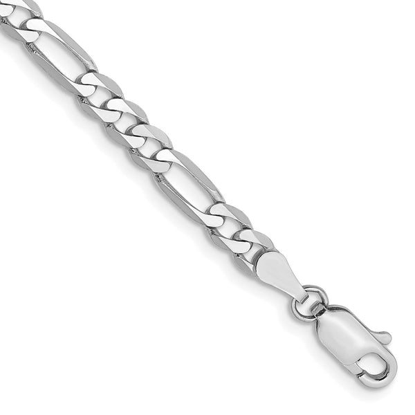 14K White Gold Flat Figaro Bracelet