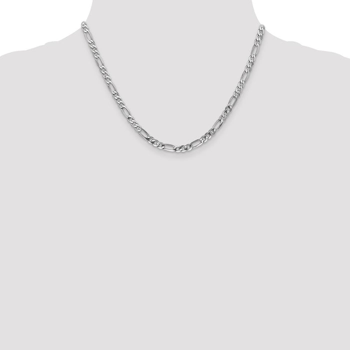 Buy 14K White Gold 18-Inch Flat Figaro Chain - Stylish & Affordable Design-4