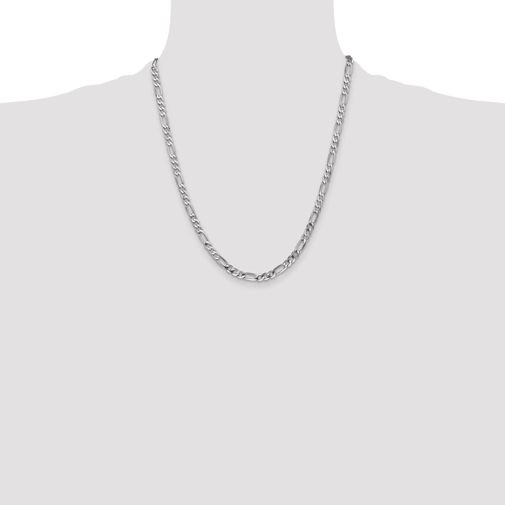 Exclusive 14K White Gold 22-Inch Flat Figaro Chain - Stylish 4.5mm Design