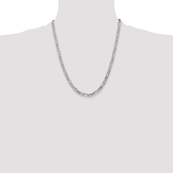 Exclusive 14K White Gold 22-Inch Flat Figaro Chain - Stylish 4.5mm Design-4