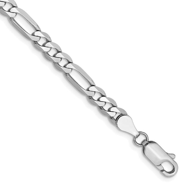 14K White Gold 4.5mm Flat Figaro Bracelet