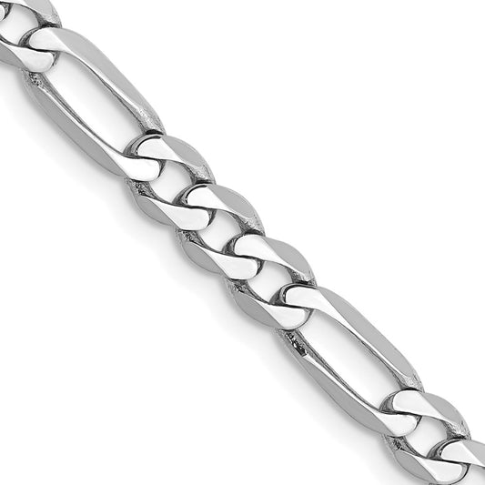 Buy 14K White Gold 18-Inch Flat Figaro Chain - Stylish & Affordable Design
