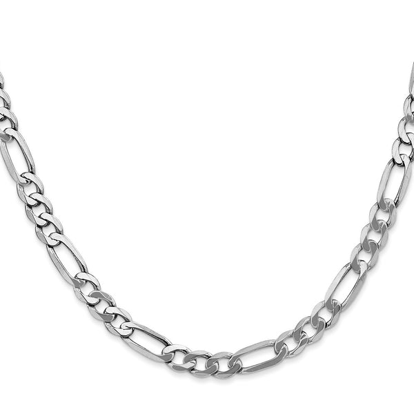 14K White Gold Flat Figaro Chain, 5.5mm