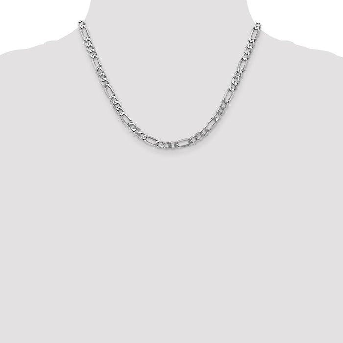 High-Quality 14K White Gold 18-Inch Flat Figaro Chain - Stylish & Affordable!-4