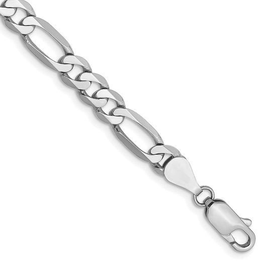 Buy Stylish 14K White Gold Bracelet - 8-Inch Flat Figaro, 5.5mm Links