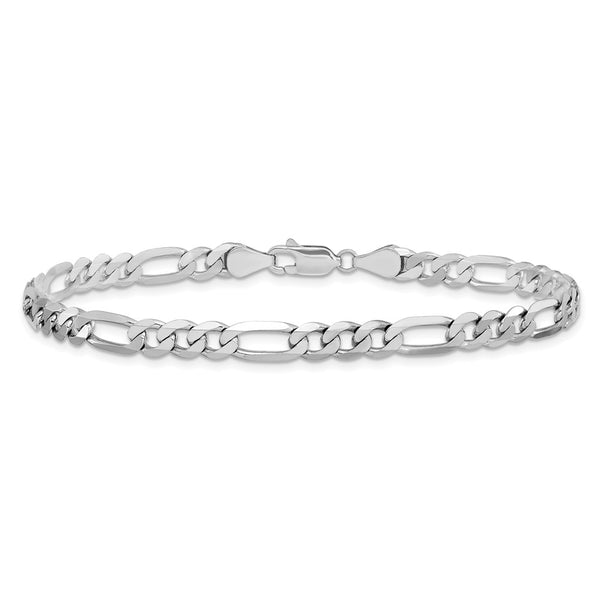 14K White Gold 5.5mm Flat Figaro Chain